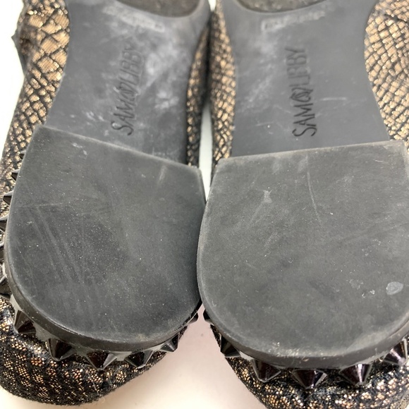 SAM & LIBBY EDELMAN Gold Black Loafers Flats sz 8 - Picture 12 of 16